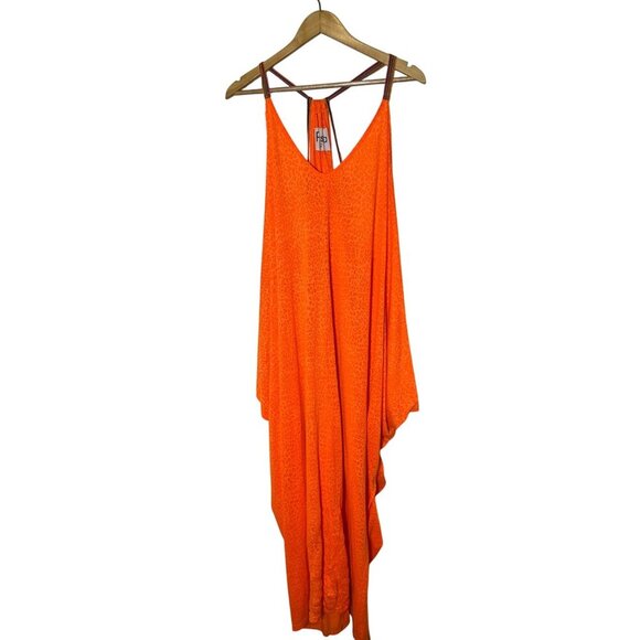 PITUSA Grecian V Neckline Sleveless Women's Maxi Dress Size M Tangerine - Picture 2 of 11